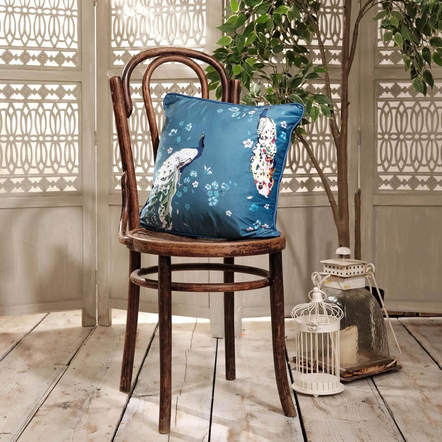 Peacock Blossom Blue - House Of Turnowsky Cushion