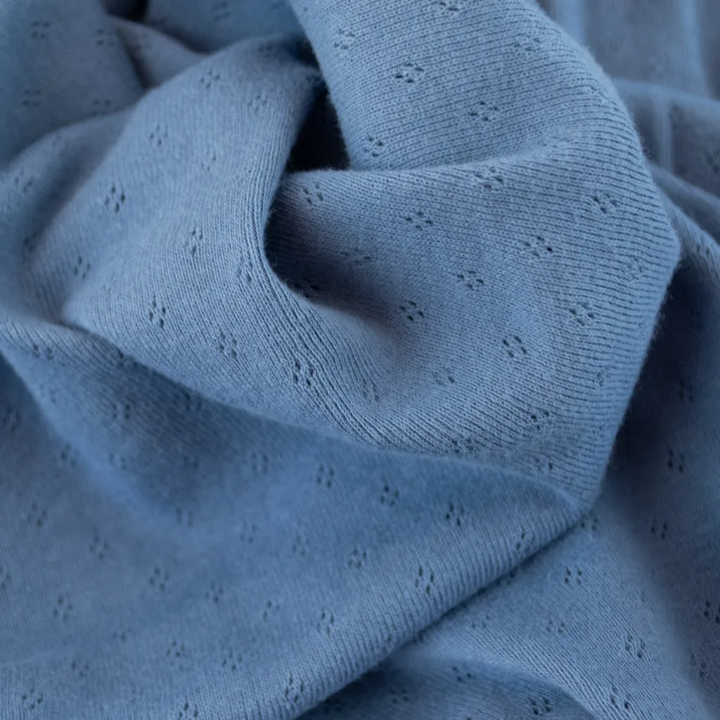 Pointelle Cotton Jersey - Dusty Blue