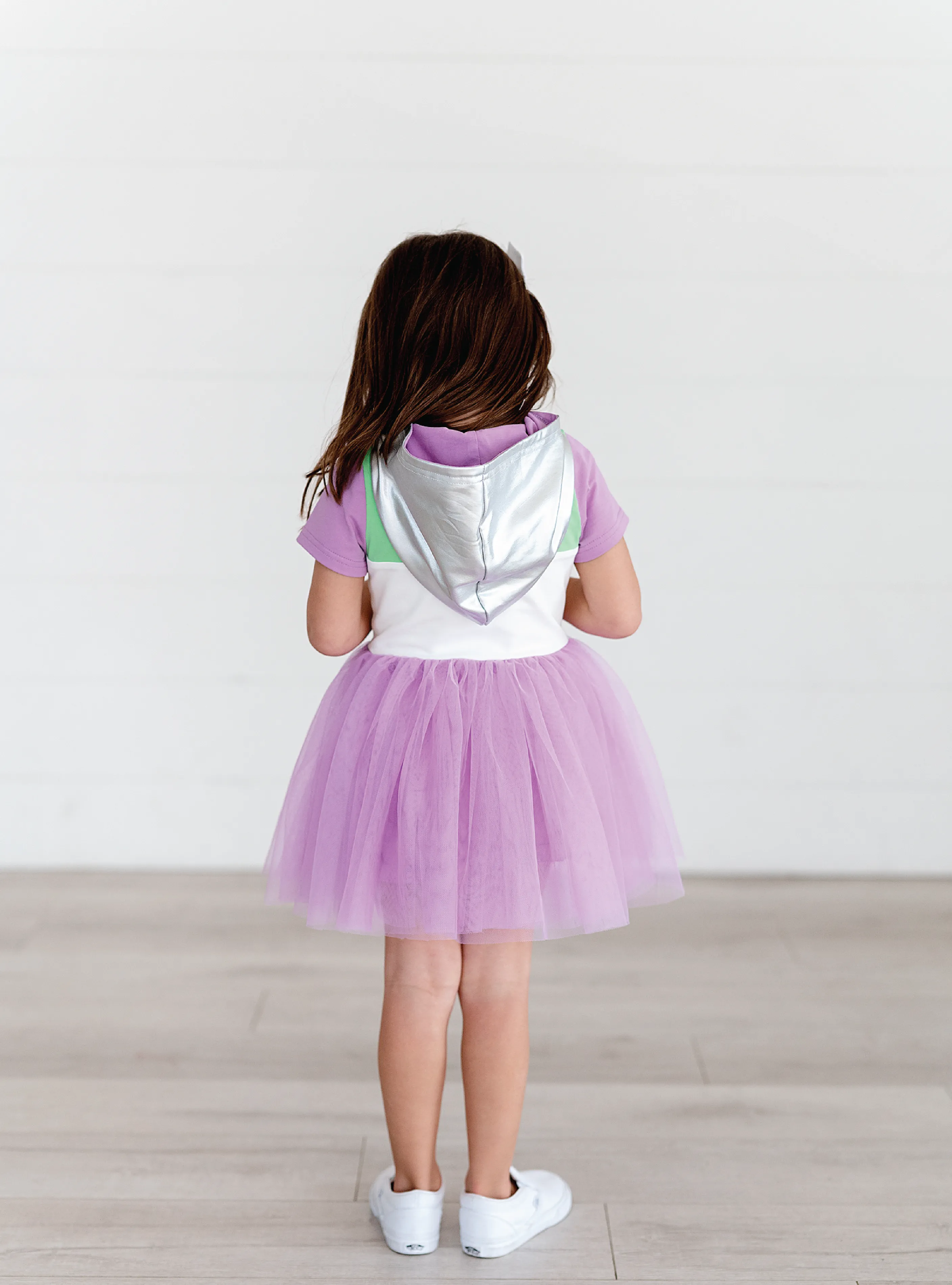 PREORDER - Metallic Hooded Purple Tutu Dress