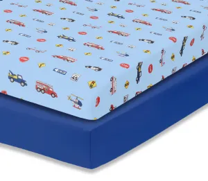 Rescue/Blue 2-Pack Fitted Crib Sheets