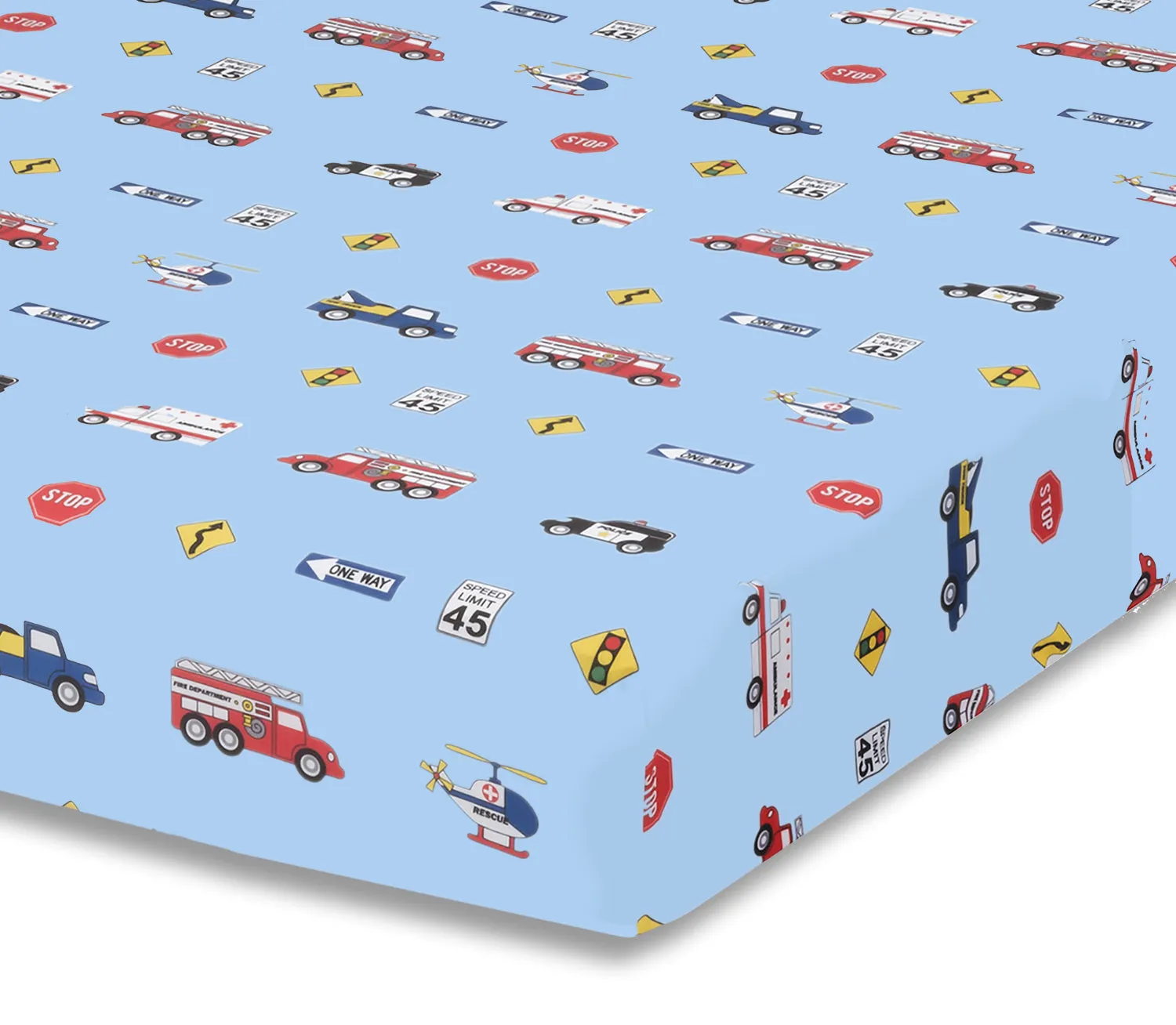 Rescue/Blue 2-Pack Fitted Crib Sheets