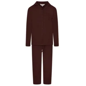 Ribbed Trouser Sleep Set- Chocolate