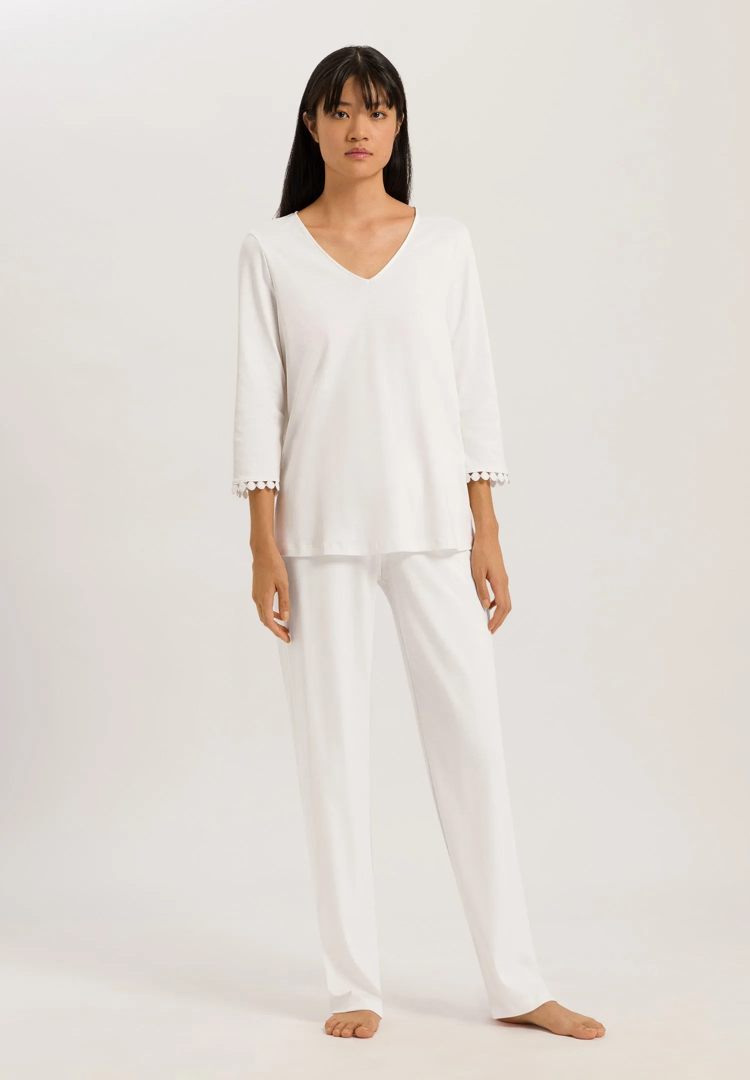 Rosa Embroidered Cotton Pajama Set | Off White 74934-102