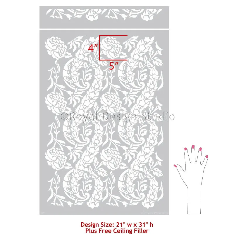 Saxony Damask Wall Stencil