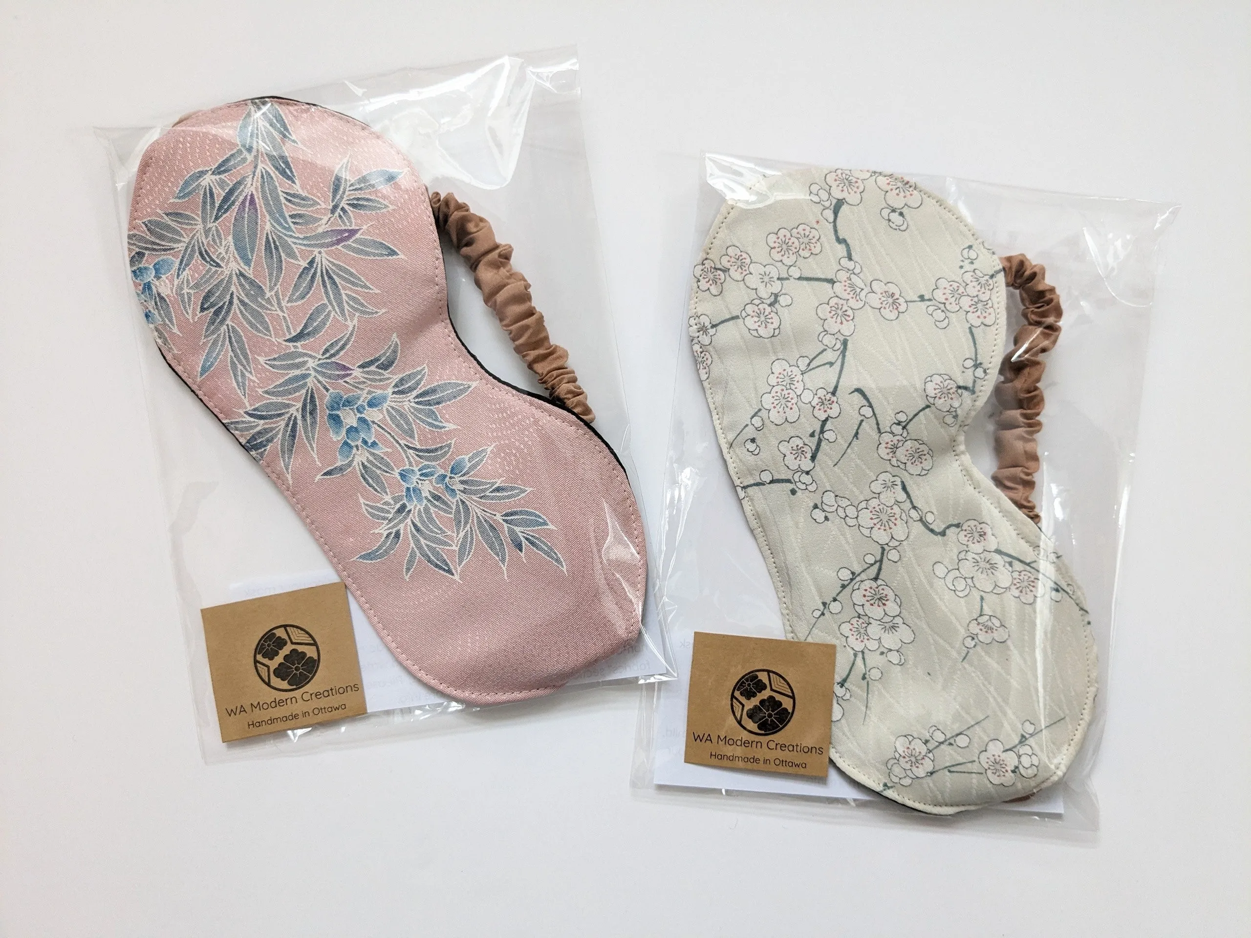 Silk Kimono Sleep Eye Mask - Pink Orange Bamboo