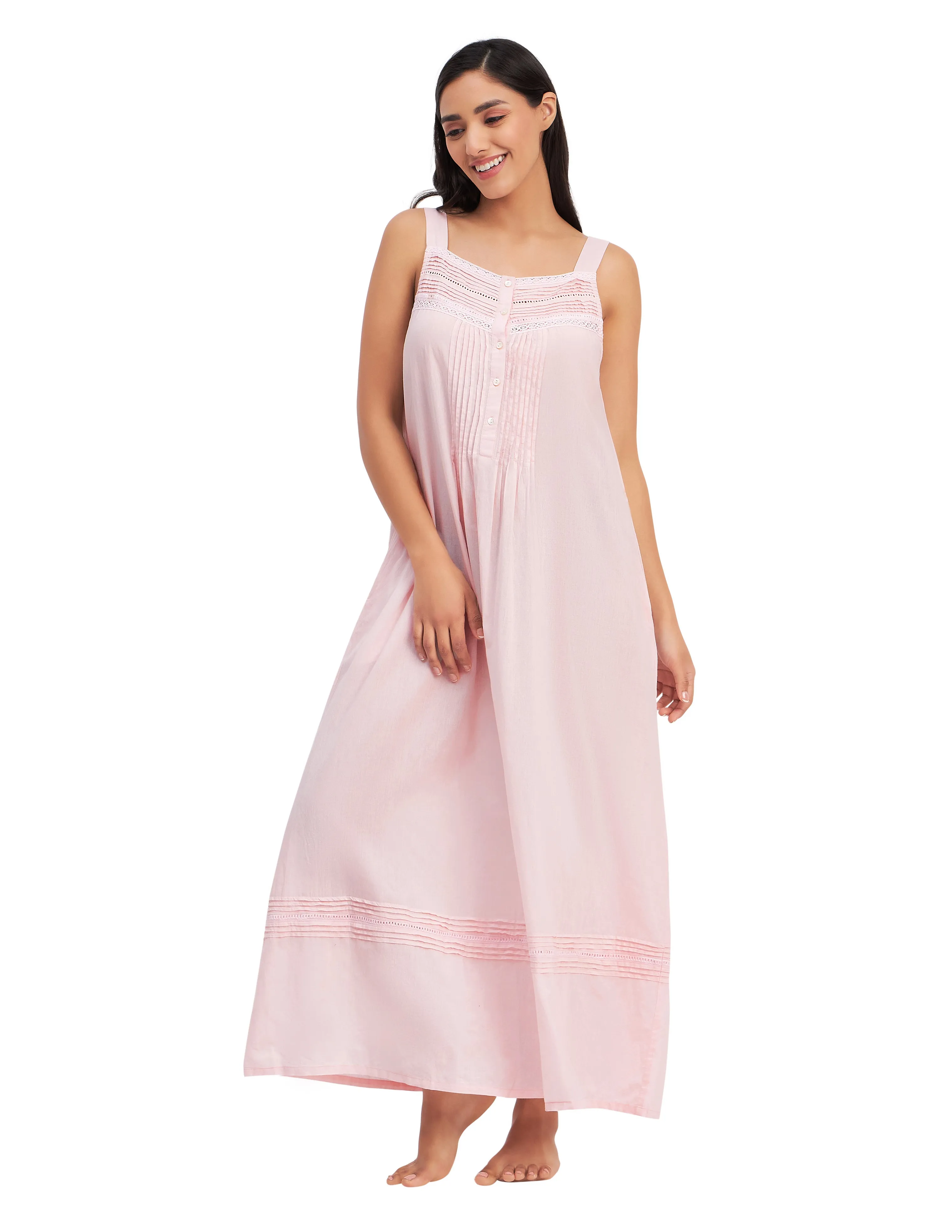 Sleeveless Cotton Victorian Maxi Dress