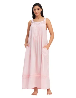 Sleeveless Cotton Victorian Maxi Dress