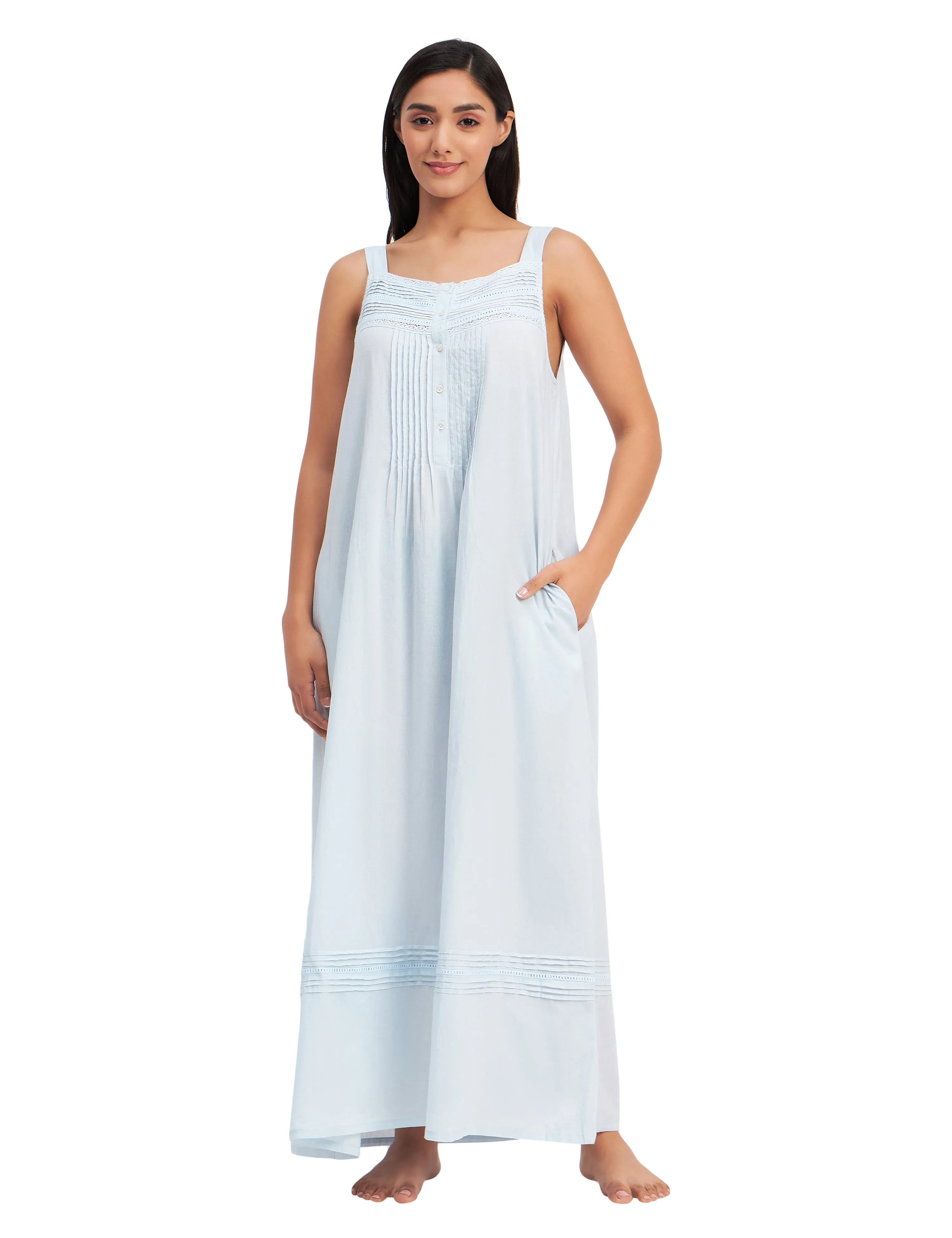 Sleeveless Cotton Victorian Maxi Dress