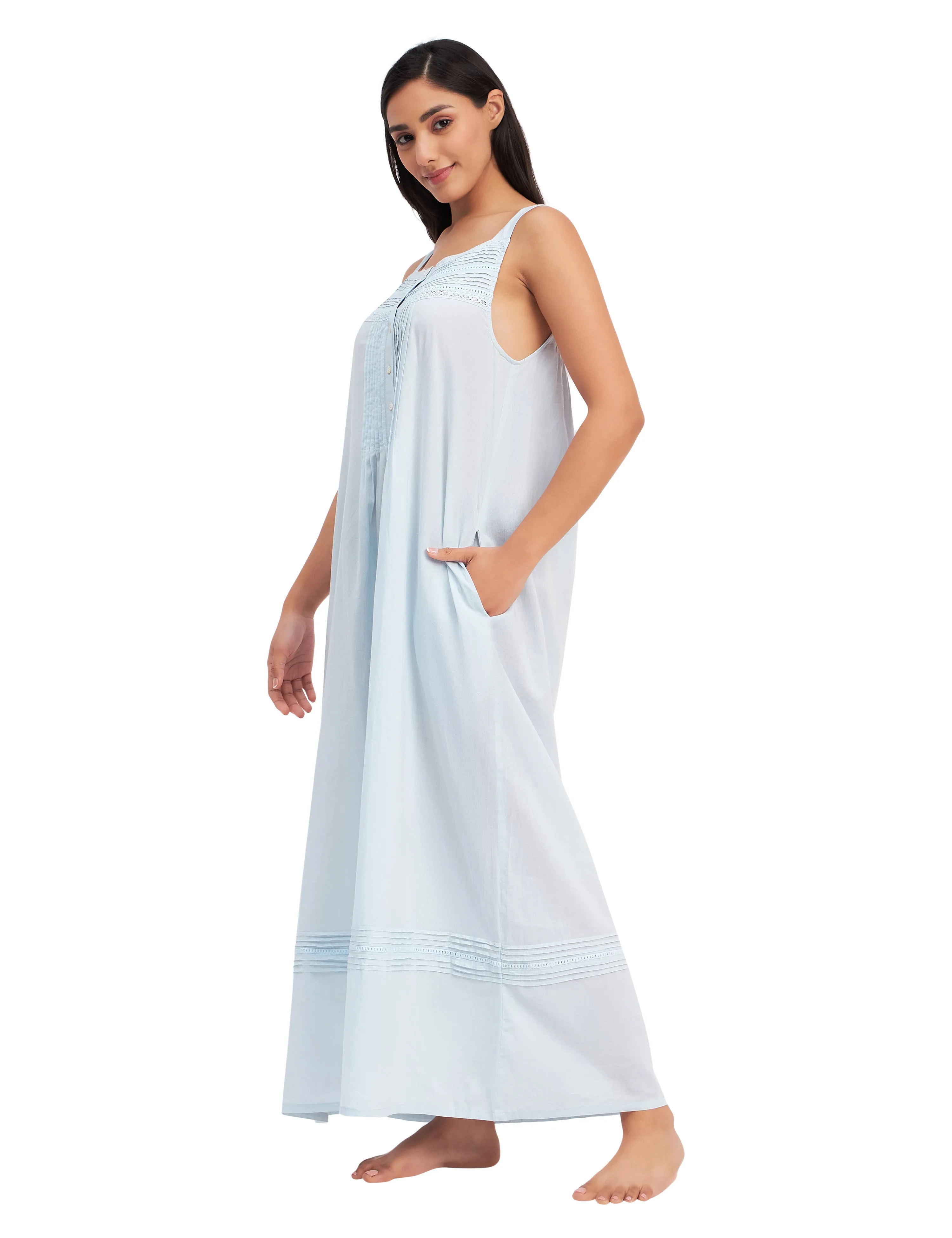 Sleeveless Cotton Victorian Maxi Dress