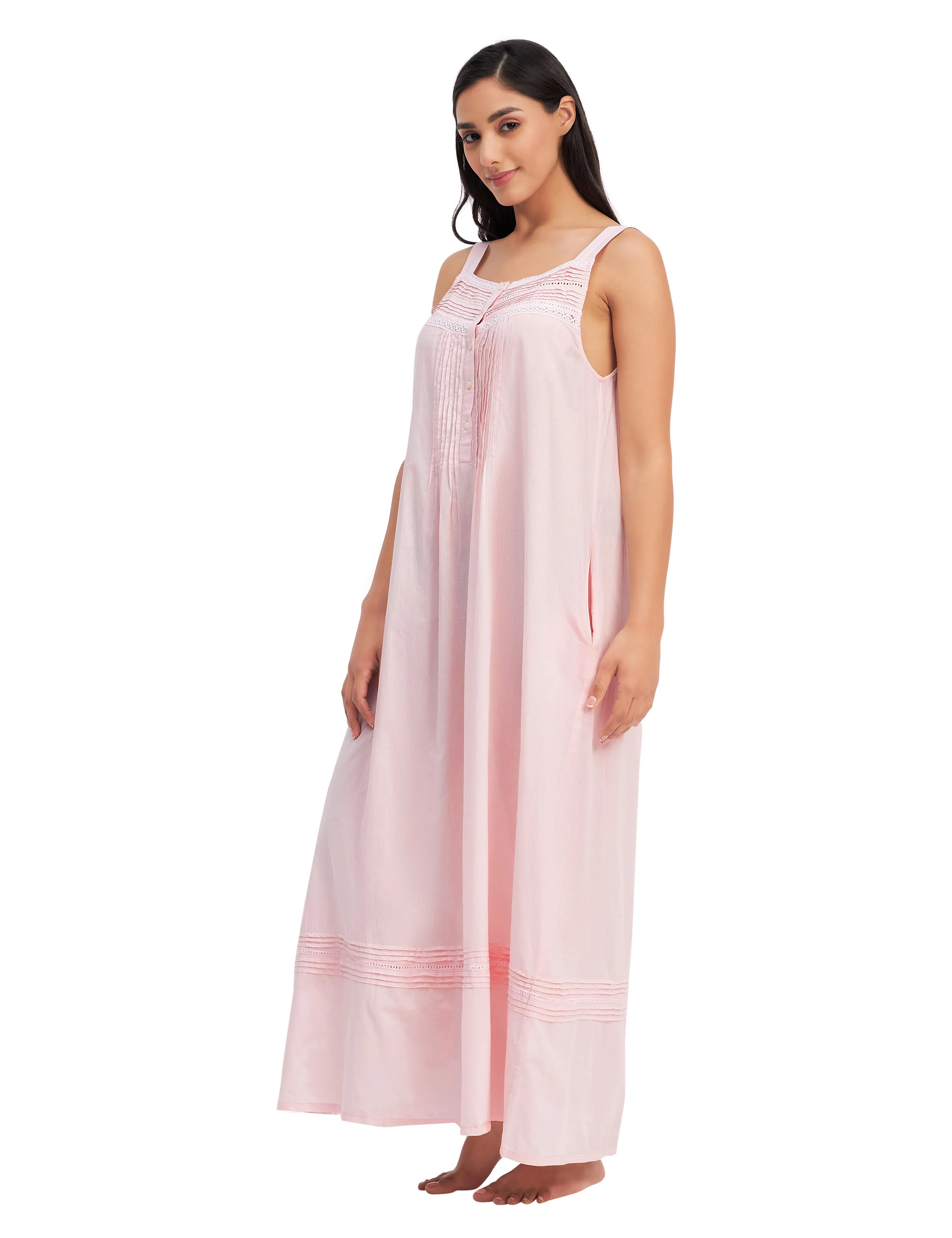 Sleeveless Cotton Victorian Maxi Dress