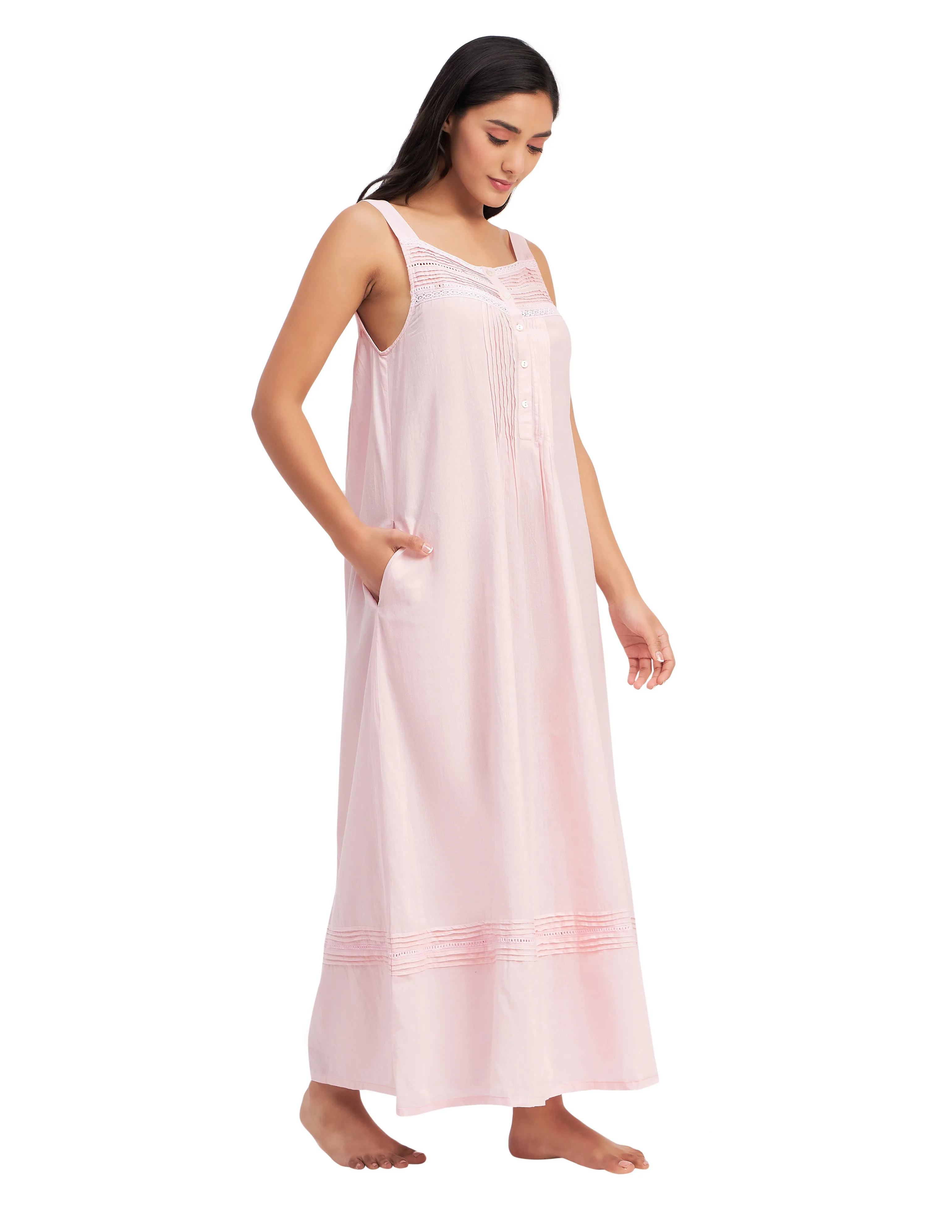 Sleeveless Cotton Victorian Maxi Dress