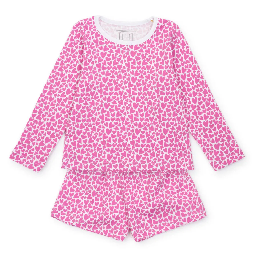 Sophie Girls' Pima Cotton Short Set- I Heart You Pink