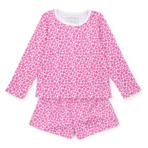 Sophie Girls' Pima Cotton Short Set- I Heart You Pink