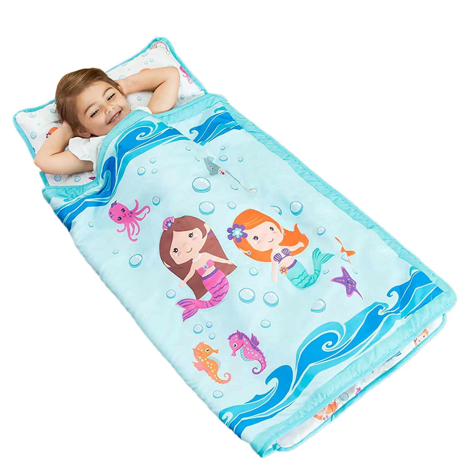 Underwater Mermaids Toddler Nap Mat with Pillow