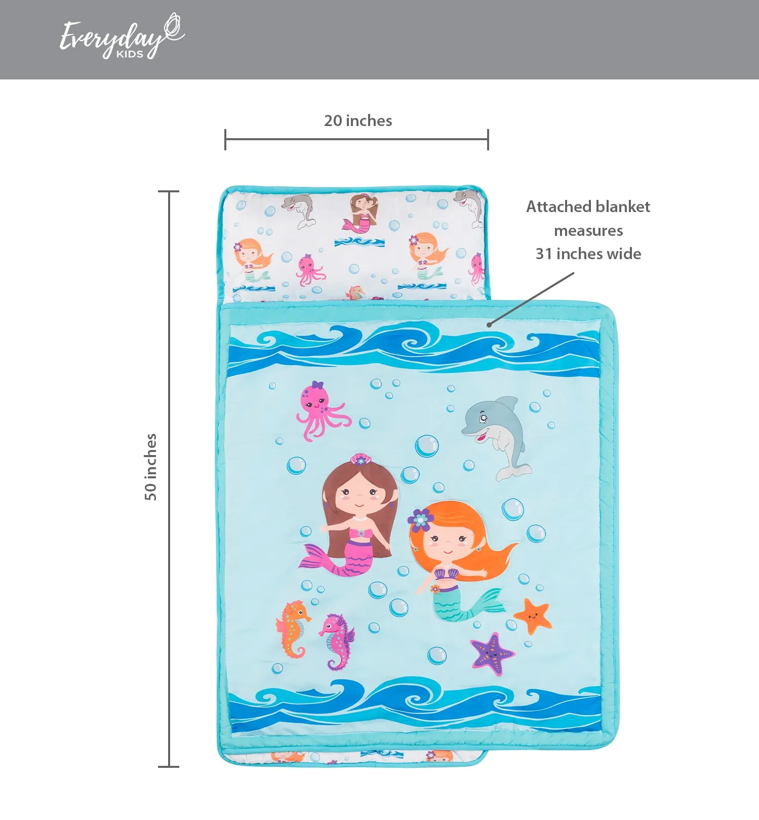 Underwater Mermaids Toddler Nap Mat with Pillow