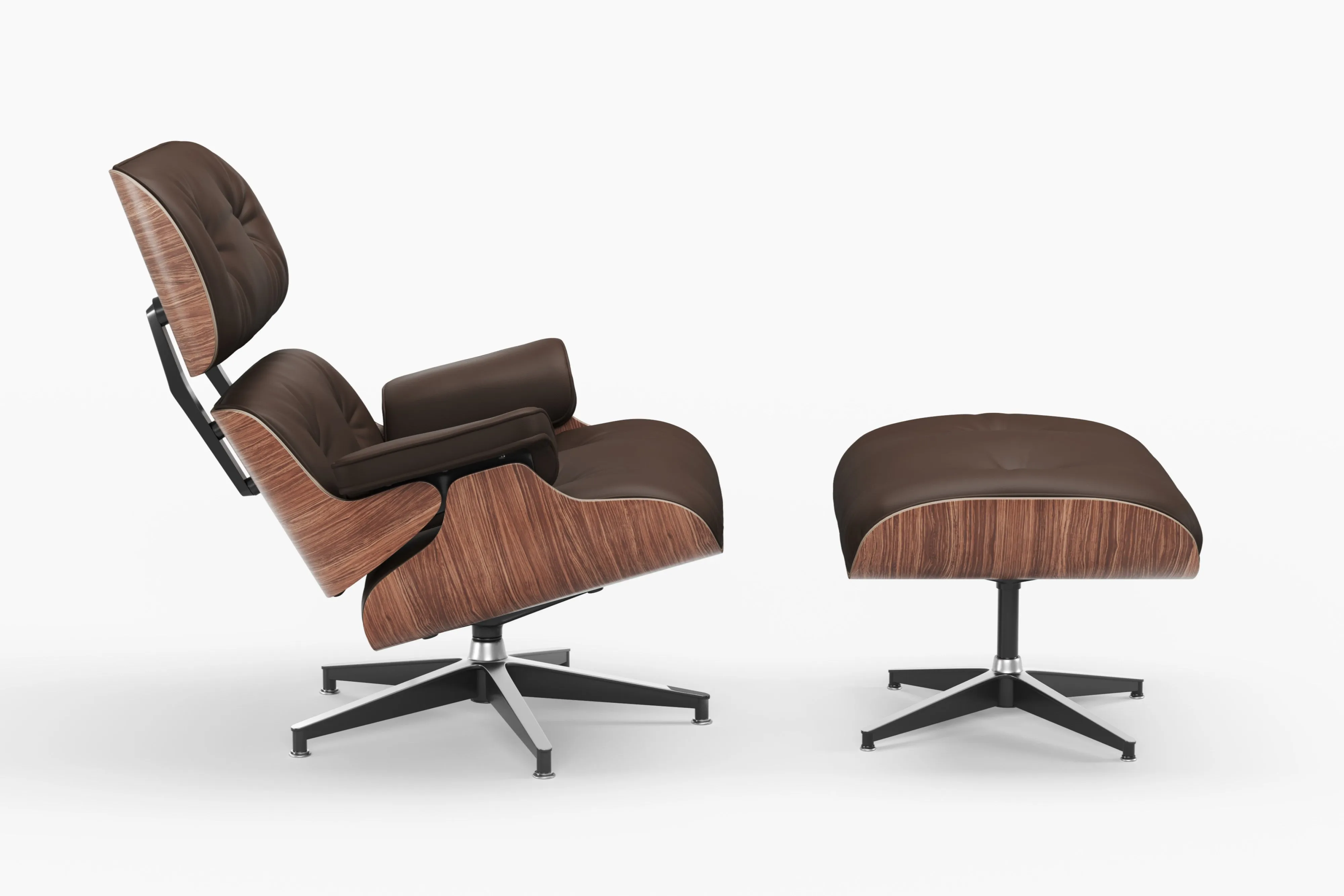 Valencia Armoni Eames Replica Top Grain Leather Lounge Chair & Ottoman, Dark Chocolate