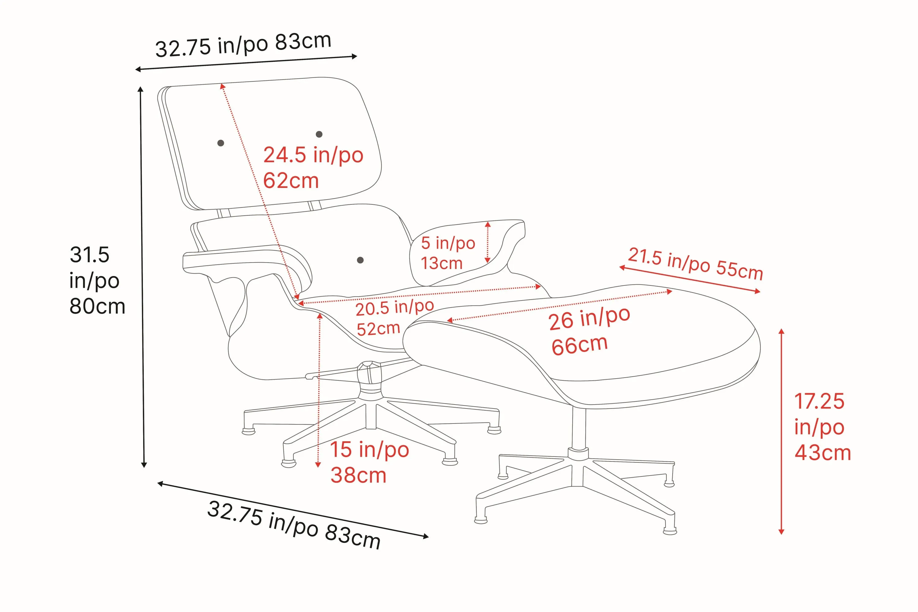 Valencia Armoni Eames Replica Top Grain Leather Lounge Chair & Ottoman, Dark Chocolate