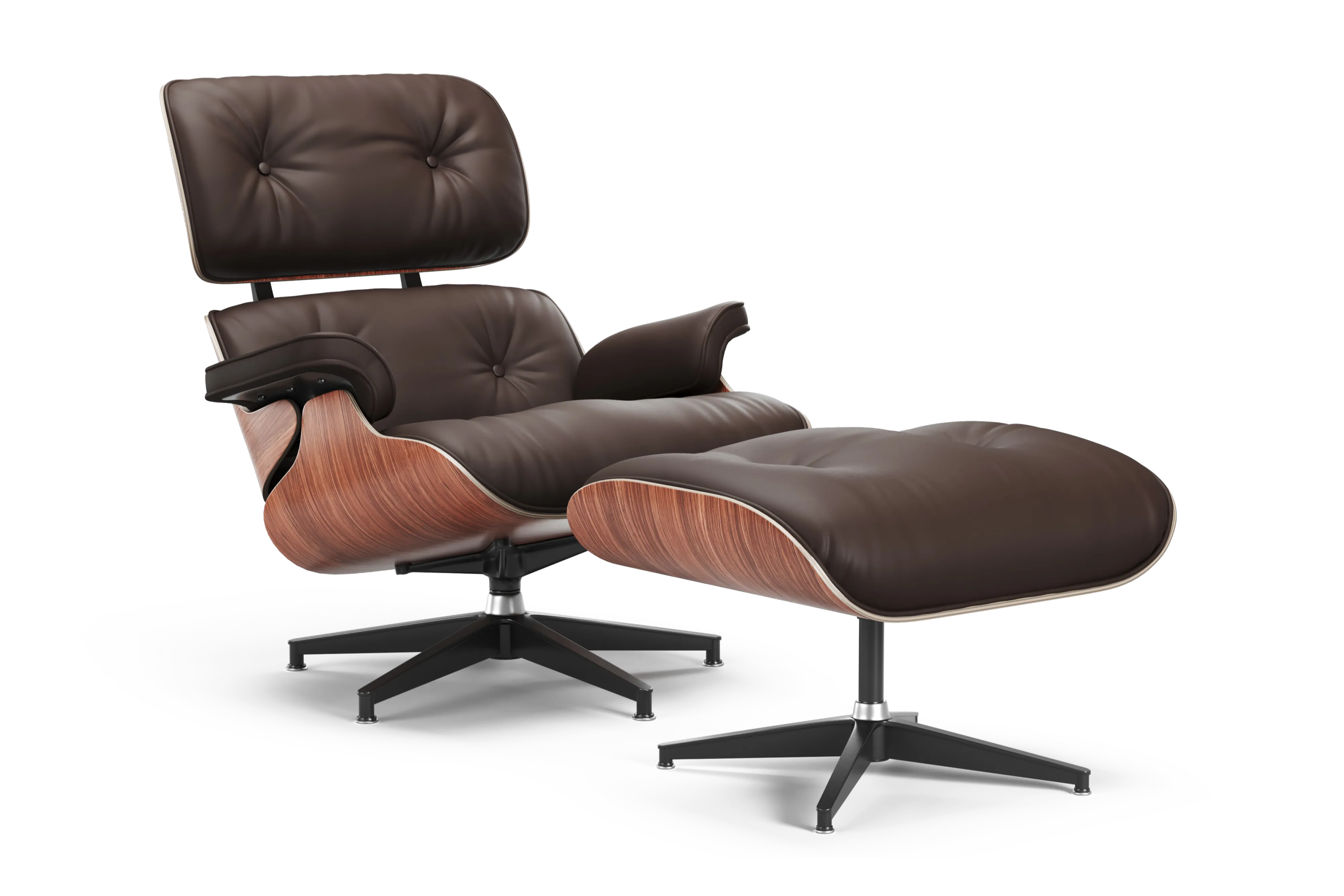 Valencia Armoni Eames Replica Top Grain Leather Lounge Chair & Ottoman, Dark Chocolate