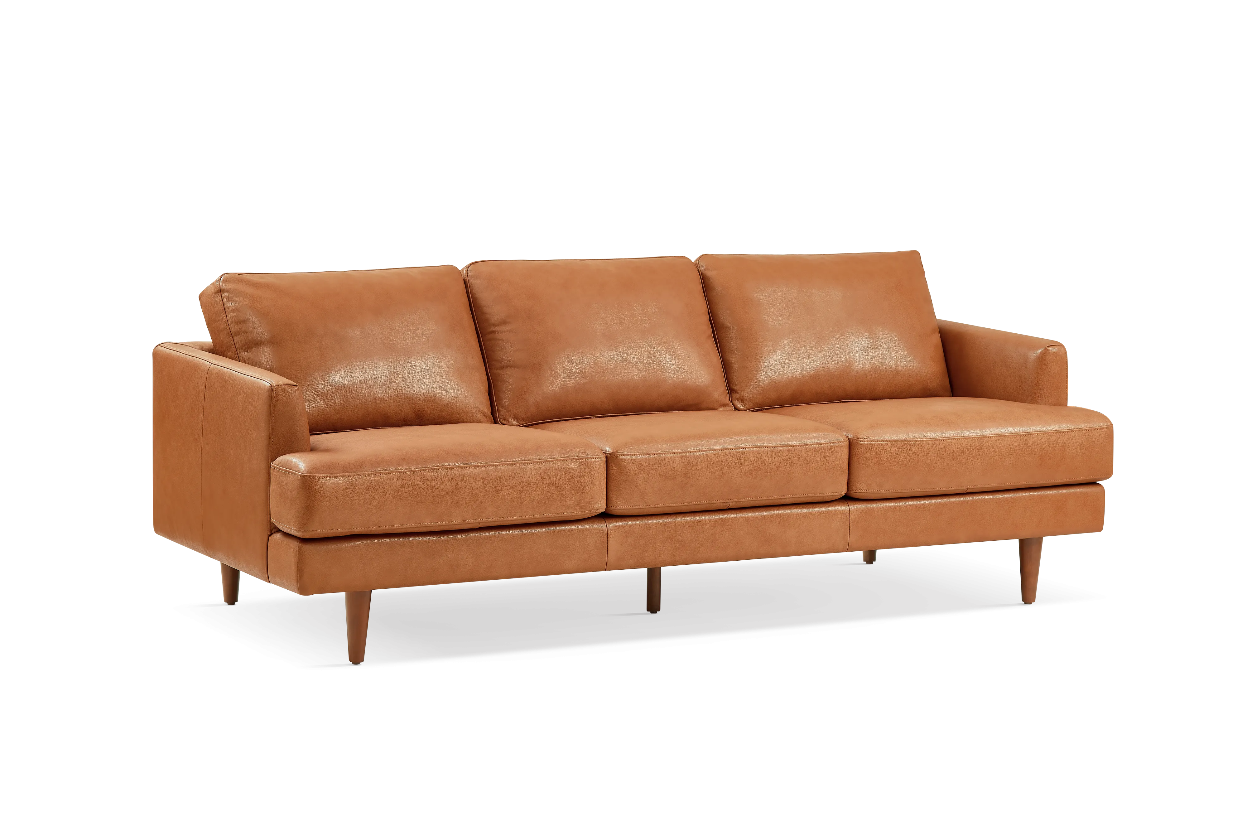 Valencia Grosseto Top Grain Leather Sofa, Three Seats, Cognac