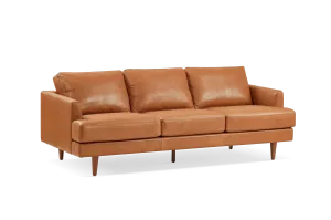 Valencia Grosseto Top Grain Leather Sofa, Three Seats, Cognac