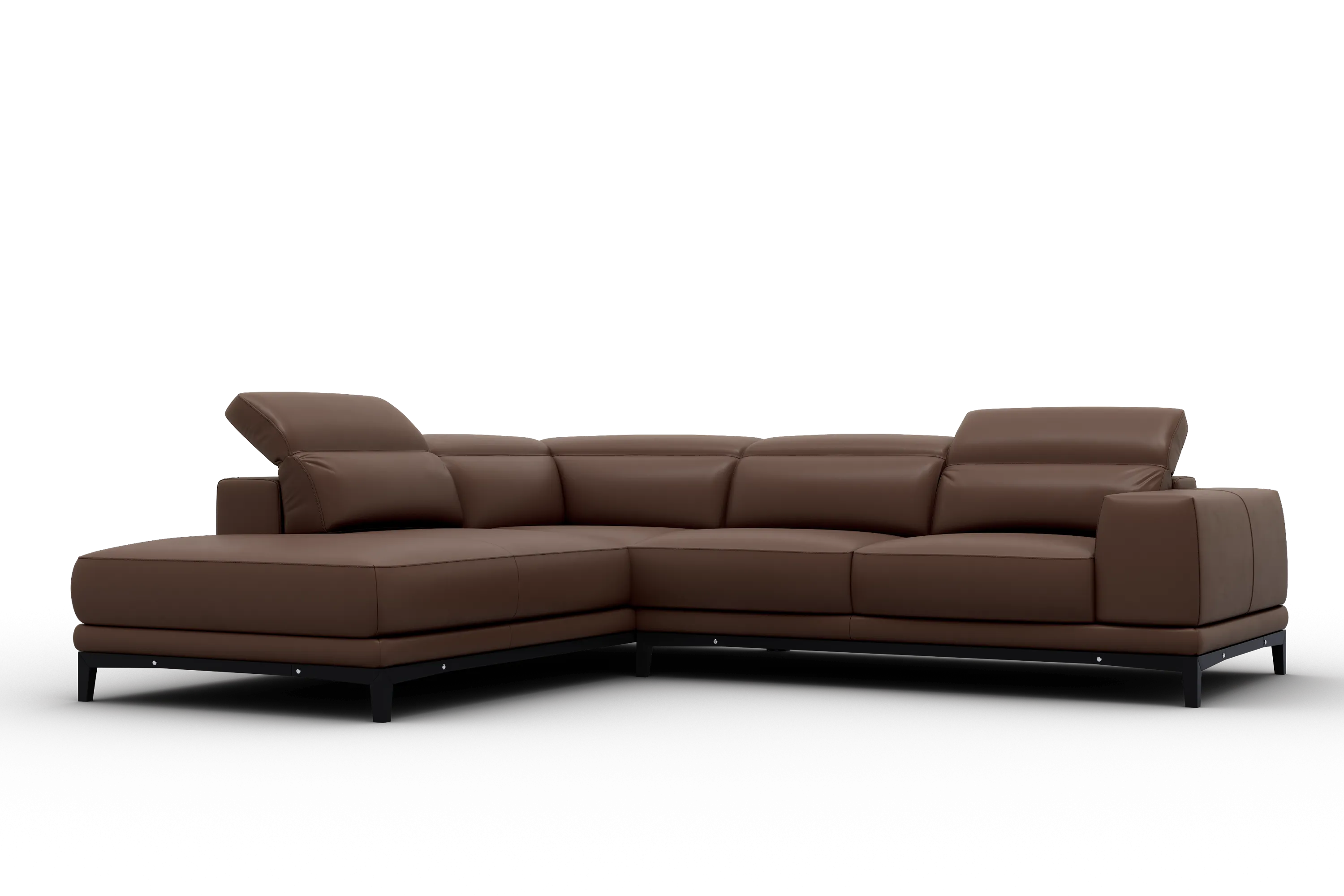 Valencia Valletta Top Grain Leather Sofa, L-Shape with Left Chaise, Dark Brown