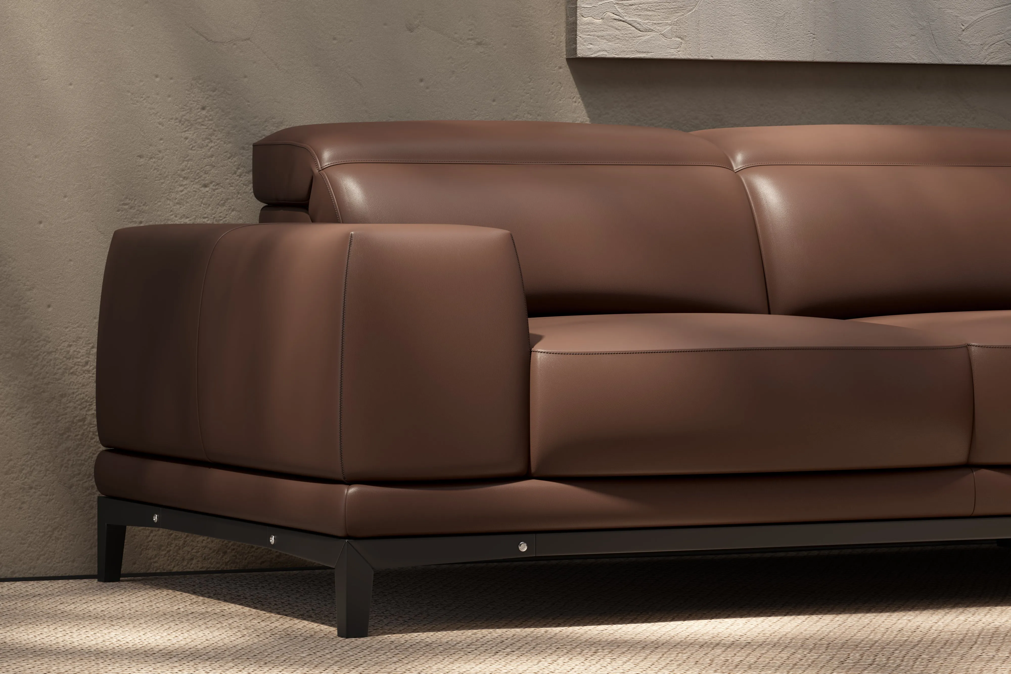 Valencia Valletta Top Grain Leather Sofa, L-Shape with Right Chaise, Dark Brown