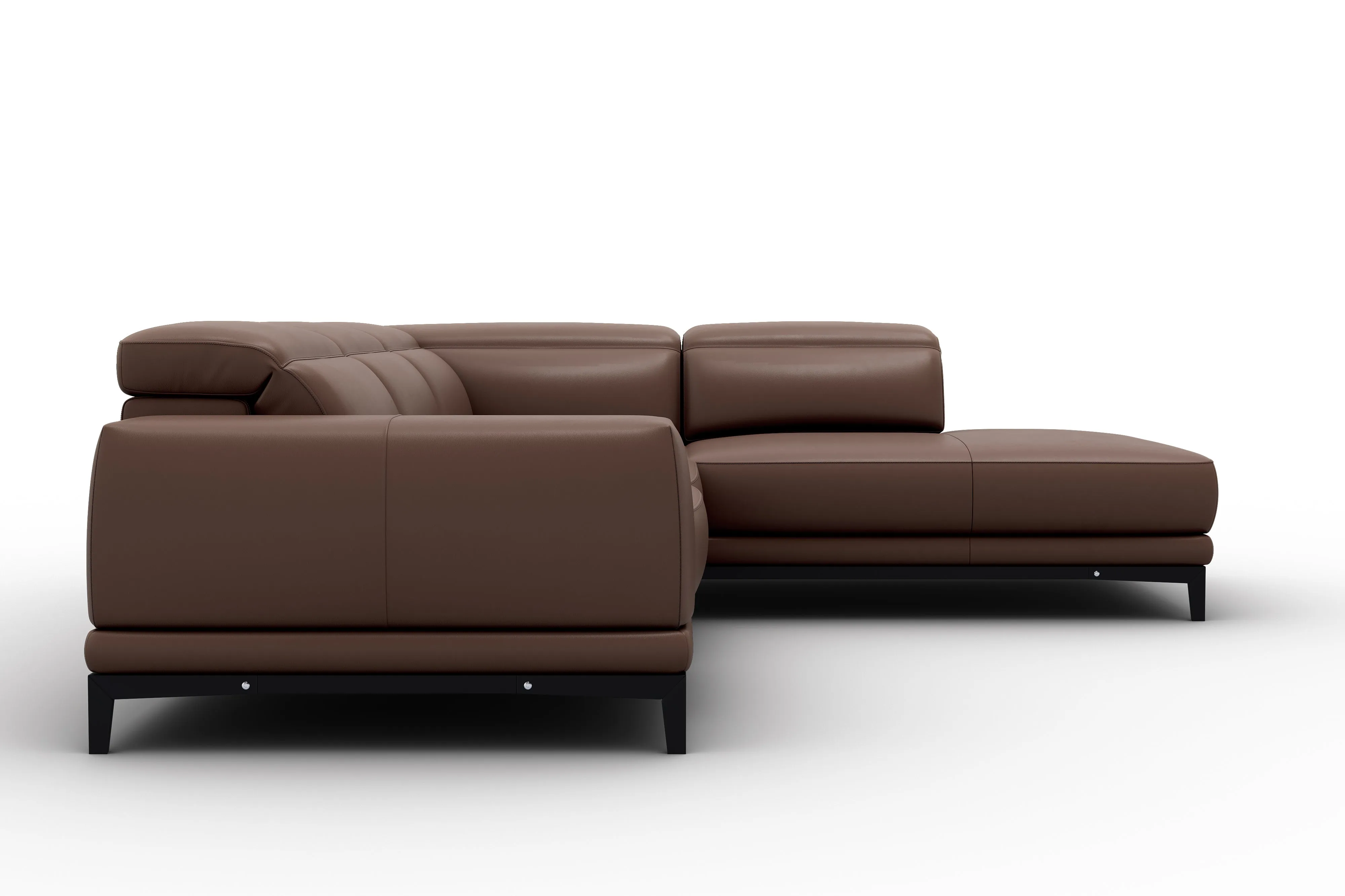 Valencia Valletta Top Grain Leather Sofa, L-Shape with Right Chaise, Dark Brown