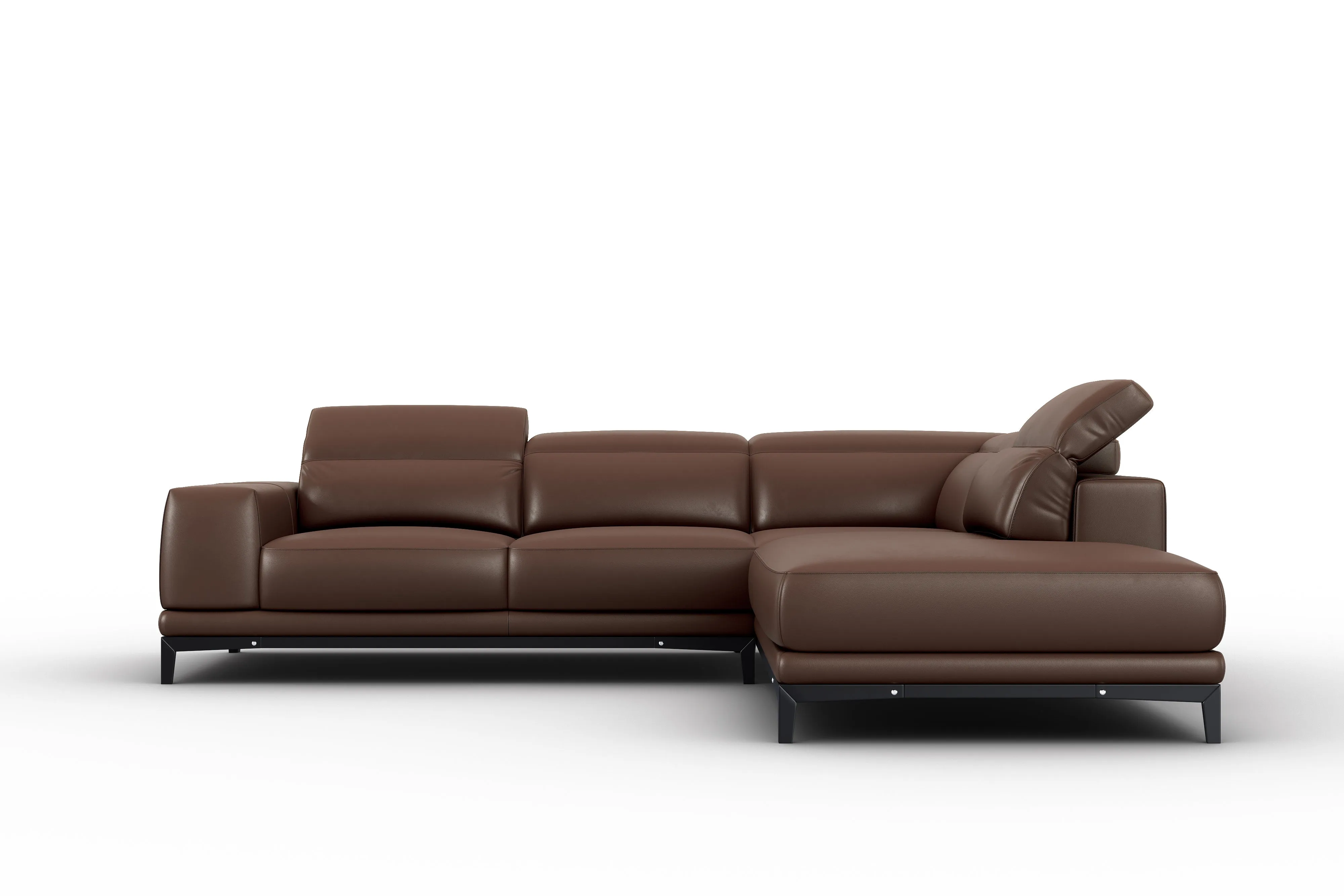 Valencia Valletta Top Grain Leather Sofa, L-Shape with Right Chaise, Dark Brown