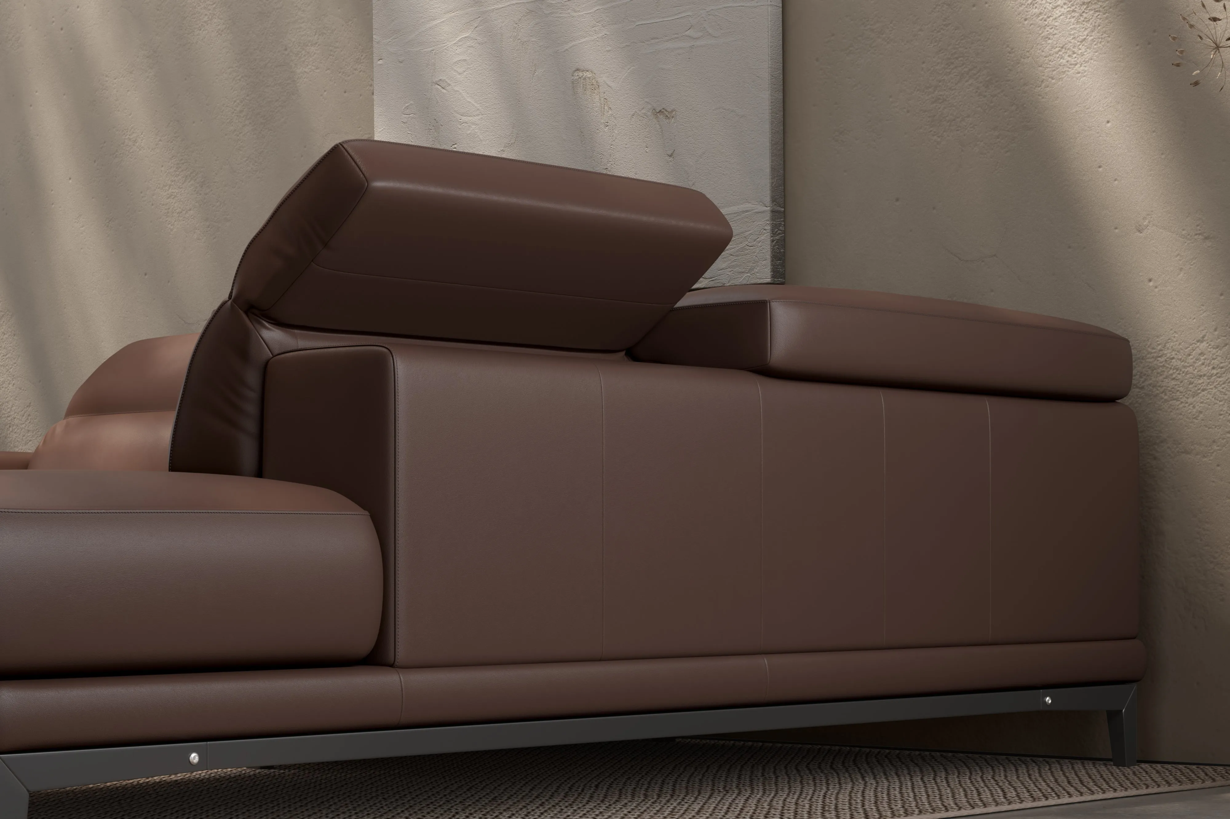 Valencia Valletta Top Grain Leather Sofa, L-Shape with Right Chaise, Dark Brown