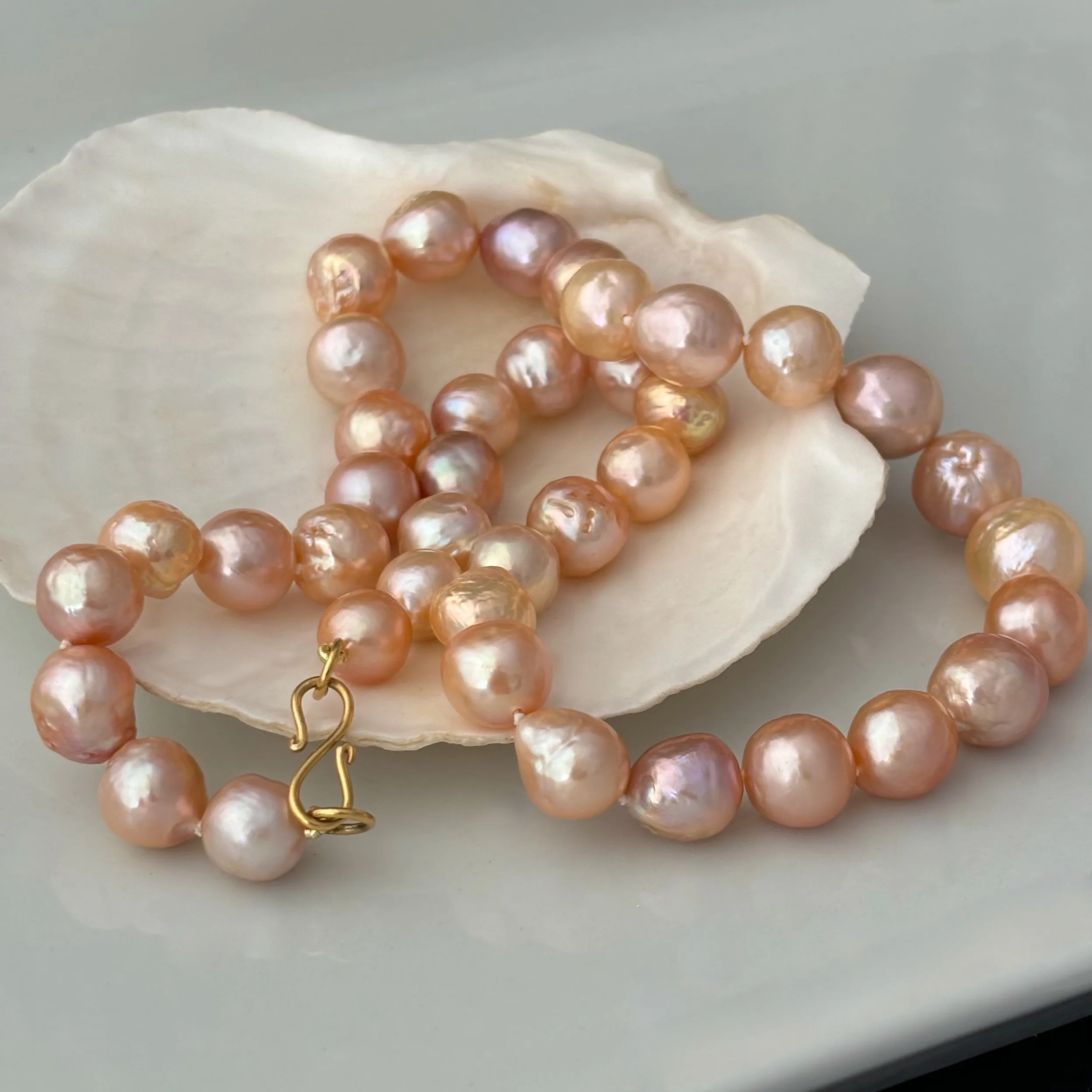 warm peaches Japan Kasumi pearl necklace