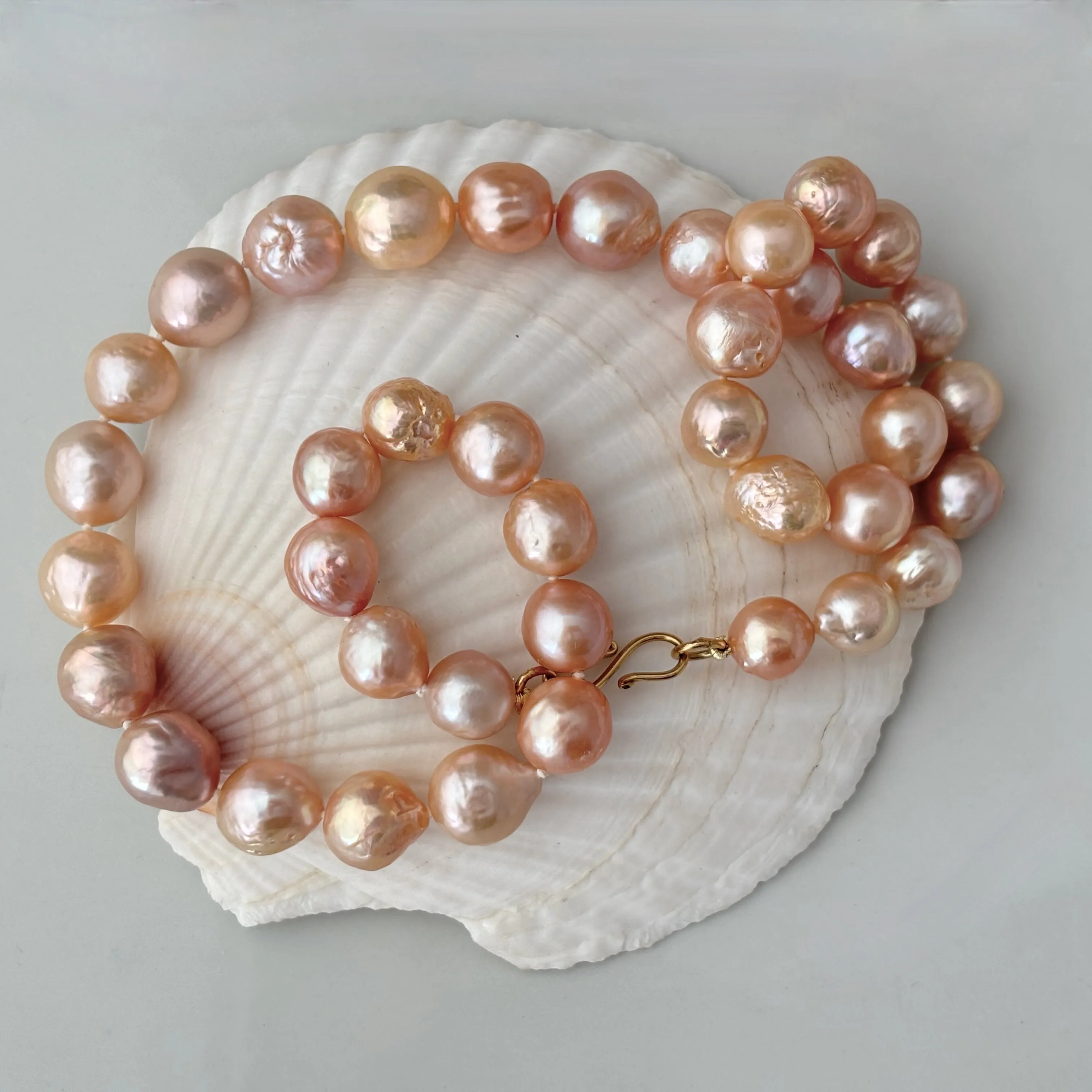 warm peaches Japan Kasumi pearl necklace