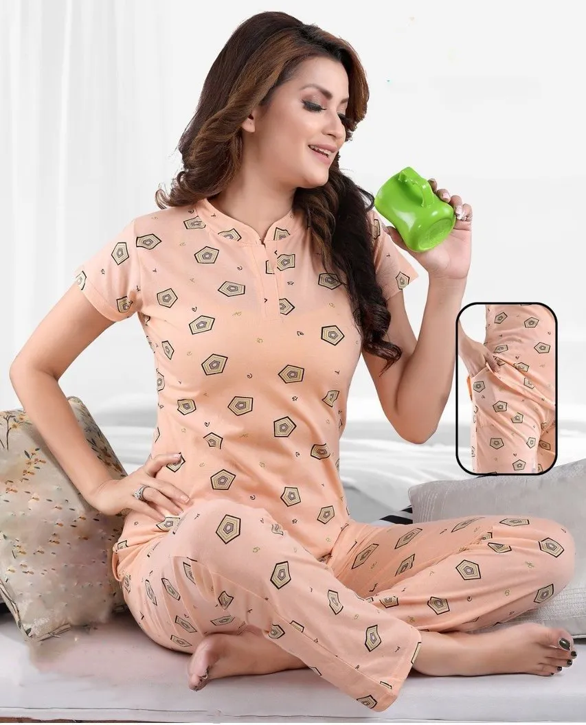 Women's Cotton Printed Night Suit Set