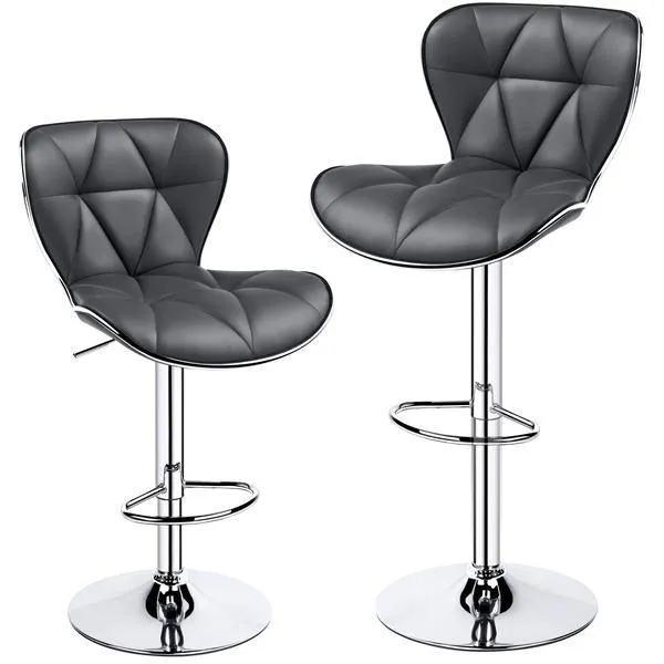 Yaheetech 22.4-30.3 Inch Adjustable Seat Height PU Leather Swivel Bar Chairs